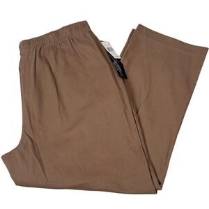 Jen Neumann Pants Petite XL Brown Elastic Waist Pull On Stretch Grandmacore Fall
